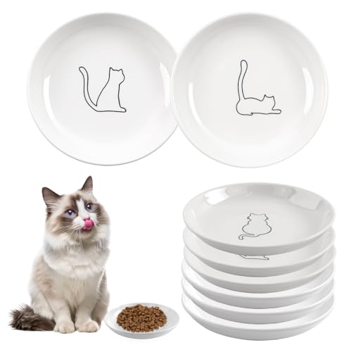 6 Pack Cat Food Bowl (White-B)