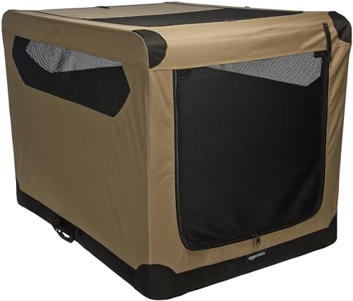 Portable Folding Soft Dog Crate (Tan / 42.0"L x 31.0"W x 31.0"H)