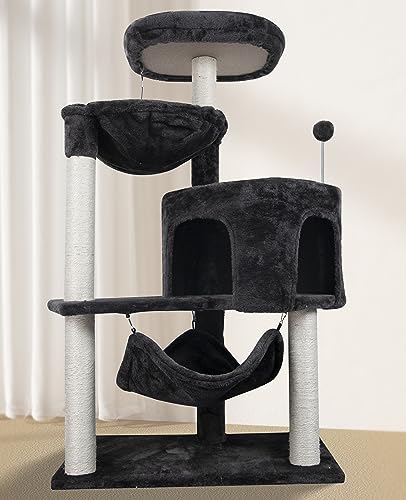 Cat Tree with Cat Condo and Big Hammock (39.4'' Dark grey)
