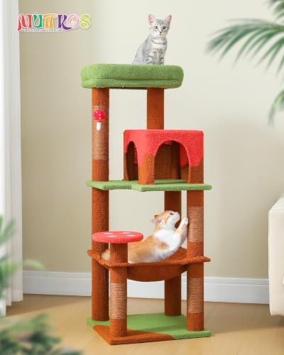 45.7" Mushroom Cat Tree with Metal Hammock (Brown / 45.7in)