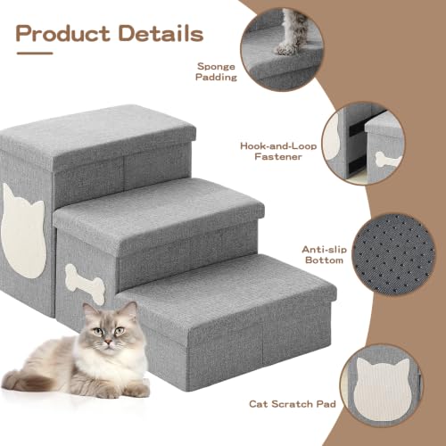 Dog Steps for High Bed (Grey / 3-Step)