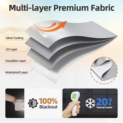 Magnetic Blackout Window Cover Portable 100% Blackout Curtains for Bedroom (White / 58"W x 40"H)