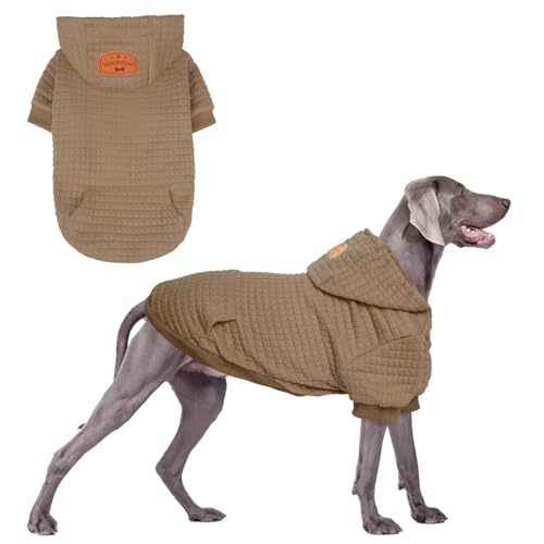 Dog Hoodies Sweater for Large Dogs (Khaki / 3XL (Back: 30",Chest: 37", Neck: 27"))