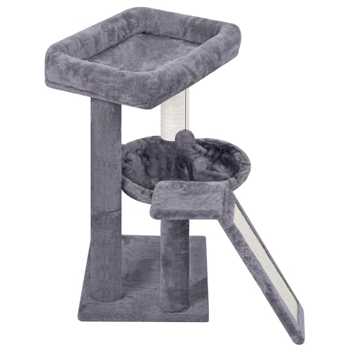 YOUPET Cat Tree with Cat Scratching Post for Indoor Cats (Grey / 25.59")