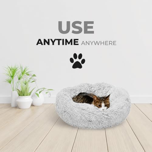 Cat Beds for Indoor Cats & Small Dog (Light-Grey / 23.00" x 23.00" x 7.00")