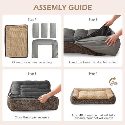 Orthopedic Dog Bed Medium Sized Dogs (L(35"L x 25"W x 8"Th) / Brown)