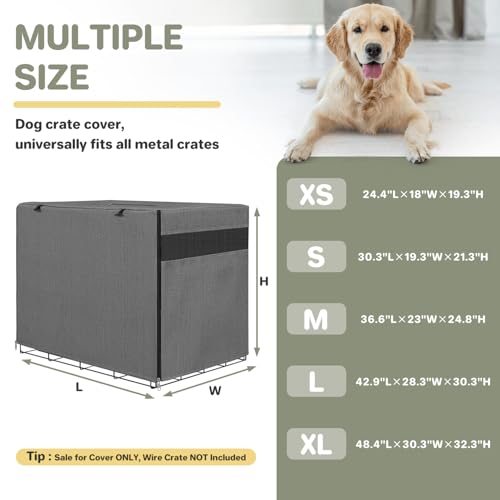 Dog Crate Cover (Grey (with left window) / 36 Inch)
