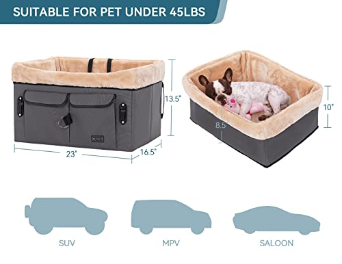 Dog Car Seat for Medium Dogs or 2 Small Dogs (Medium / Deep Grey)