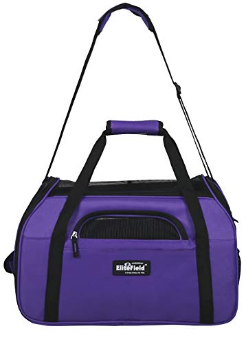 Soft Sided Pet Carrier for Cats & Small Dogs (21.0"L x 12.0"W x 13.0"H / Purple)
