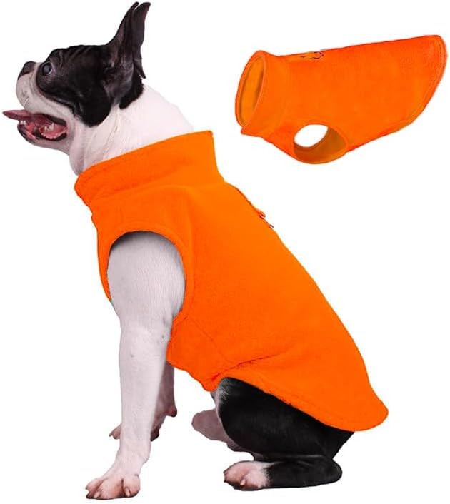 Dog Fleece Vest Sweater with Leash Ring (M (6-10lbs) / Orange)