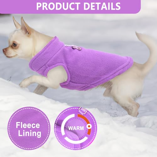 2 Pieces Fleece Dog Clothes Vest Winter Warm Dog Sweaters for Small Medium Dogs Male Female Fall Pullover Puppy Clothes with D (rose,purple / Large(12-18lbs))
