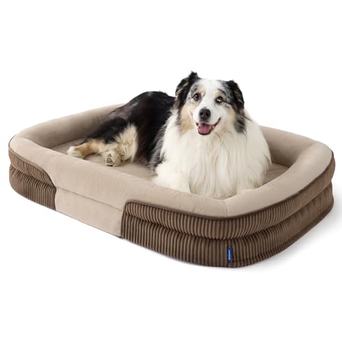 XLPro 360°Oval Bolster Orthopedic Dog Beds Large Sized Dog (Walnut / 45"lx32"wx7"th)
