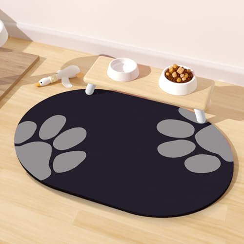 Dog Feeding Mat 24''x16'' (24''x16'' / Black Paw)