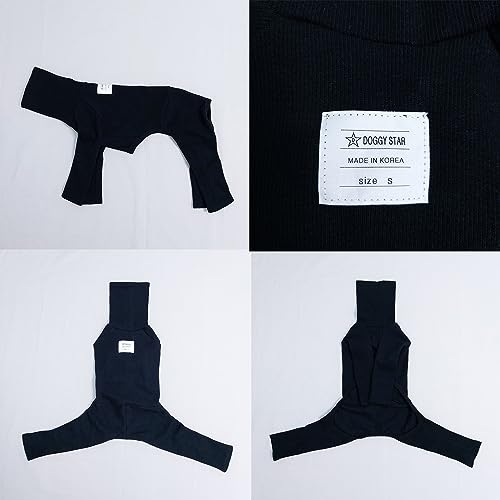 D Doggy Star Italian Greyhound Clothes Stretchable Onesie Whippet for Dog (L / Ribbed Black)
