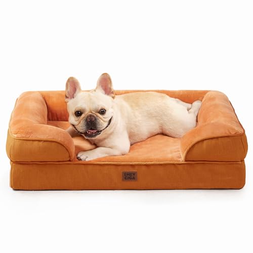 Orthopedic Dog Bed Medium Size Dog (Pumpkin Orange / 30.0"l X 20.0"w X 6.5"th)