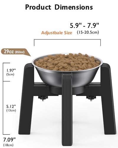Elevated Dog Bowl (H: 6.3''; W: 6.1-10.4'')