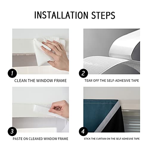 100% Blackout Shades Window Cover Self Adhesive Curtains Sticky Curtain Portable Easy Open Black Out Curtains for Bedroom Living Room No Drilling (Navy Blue/ Thickened / 59"W x 84"L (Pack of 1))