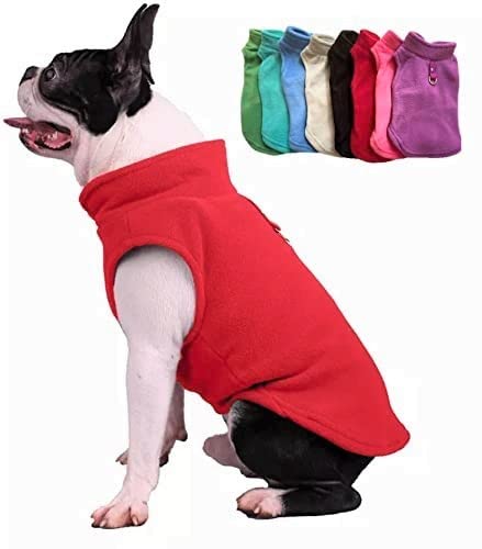 Dog Fleece Vest Sweater with Leash Ring (XL (17-25lbs) / Red)