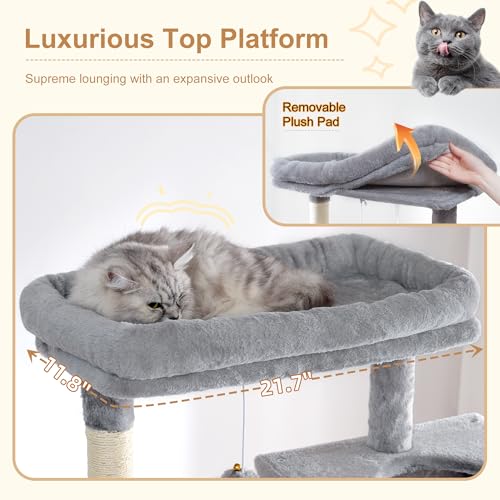 Cat Tree, 76-Inch Tall Heavy Duty Cat Tower for Big Cats HCT039W (Light Gray / 76.8 inch)