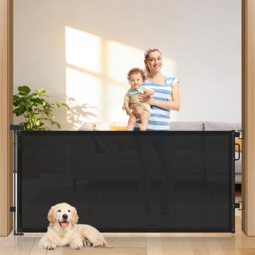 78" Retractable Extra Wide Baby Gates for Stairs (Black / 34" Tall x 78" Wide)