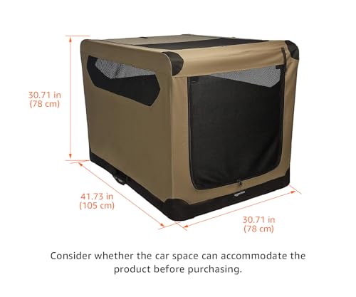 Portable Folding Soft Dog Crate (Tan / 42.0"L x 31.0"W x 31.0"H)