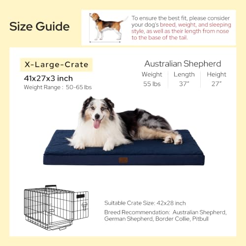 XL Dog Bed for Crate (41"L x 27"W x 3"Th / Ash Navy)