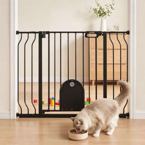 Pet Gate for Stairs (Black / 29.5-43" Wide x 30" Tall)