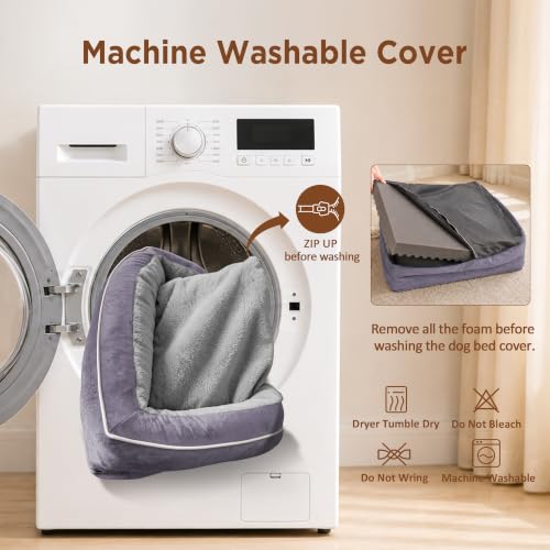 Waterproof Orthopedic Dog Bed for Medium Size Dog (30.0"L x 20.0"W x 7.0"Th / Purple)