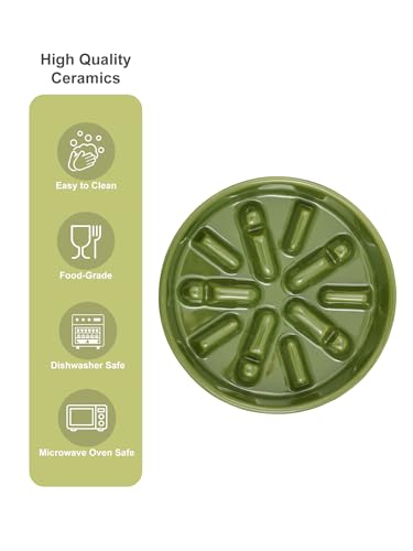 Ceramic Slow Feeder Dog Bowl (Lights-Green / Medium)