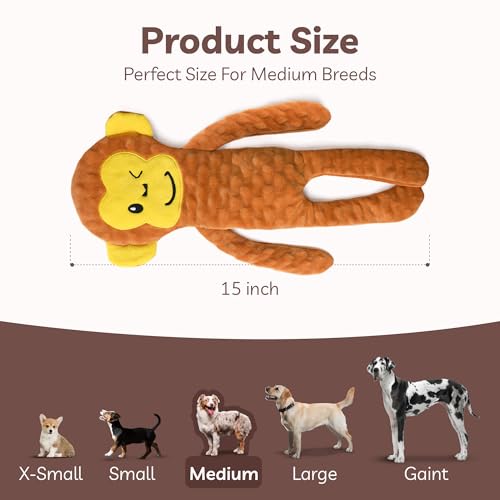 No Stuffing Dog Toys Squeaky for Large Dogs (For Small Breed / 1 Pack - Monkey)