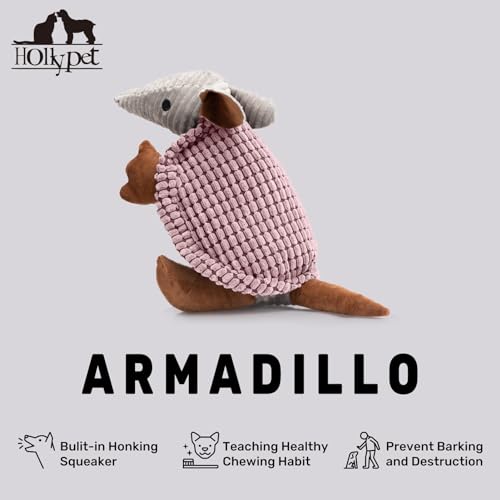 Armadillo Squeaky Dog Toys for Medium Large Dogs (14 IN / Pink)