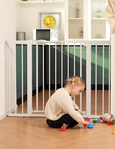 36 in Tall Baby Gate for Stairs No Drilling (White / 36"Tall 29"-48" Wide)