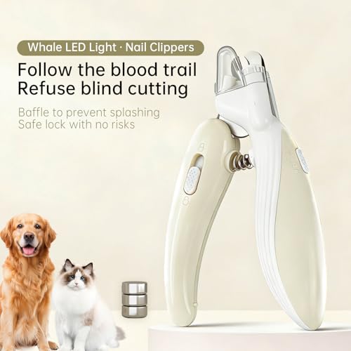 Cat Dog Pet Nail Clippers with Light (Light brown)