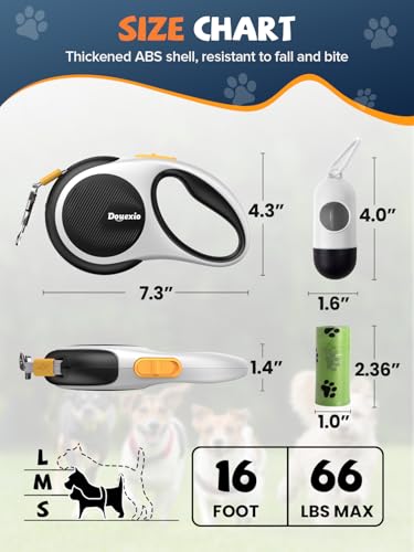Retractable Dog Leash with LED Flashlight (Black-White)