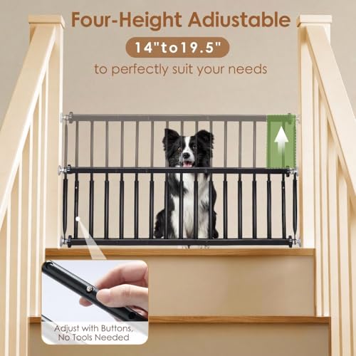 14'' 19.5'' Height Adjustable Dog Gate (Black / 14''-19.5''H × 18''-53''W)