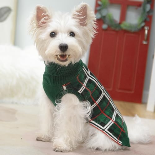 Dog Sweaters for Large Medium Small Dogs (M/L - Chest 25", Back 18" / Green)