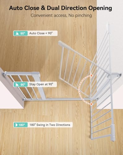 36" Extra Tall Baby Gate for Stairs (36"Tall 43.3"Wide / White)