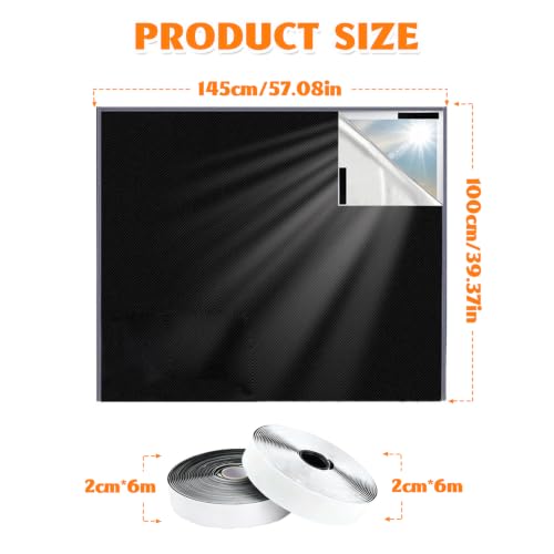 Blackout Curtains 40x57in Portable Cuttable with 6M Magic Tapes (57"W x 40"H)