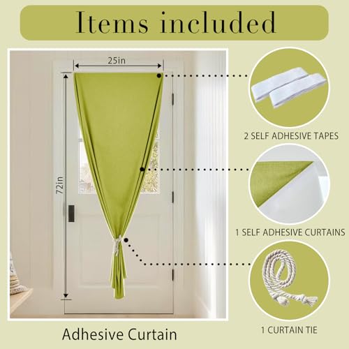 100% Blackout French Door Curtain (24"W x 72"L (Pack of 1) / Fruit Green)