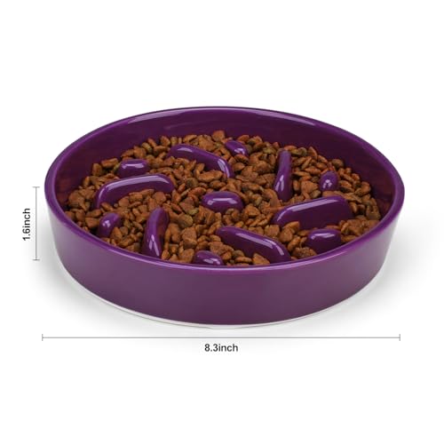 Ceramic Slow Feeder Dog Bowl (Maze - Deep purple / 2 Cups)