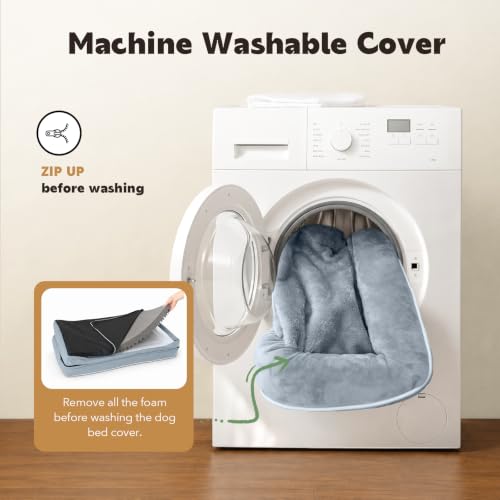 Orthopedic Comfy Washable Dog Bed with Bolster for Medium Small Dogs (28.0"L x 21.0"W x 6"Th / Grey)