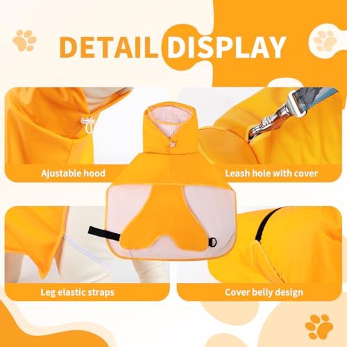 Dog Raincoat Dog Rain Jacket Poncho with Hood and Leash Hole (Neon Yellow / 4XL(50-55lbs))