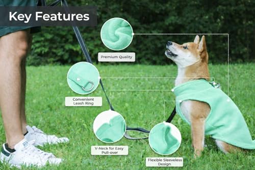 Dog Fleece Sweater with Leash Ring (XXL (25-35lbs) / Mint Green)