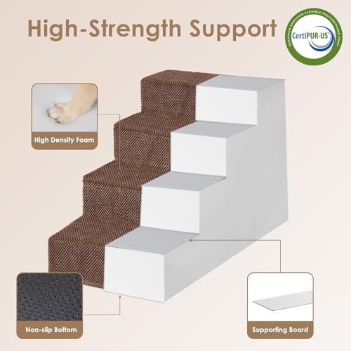 Dog Stairs for Bed 20" H (Brown / Extra Wide 16.5" x 28" x 20")