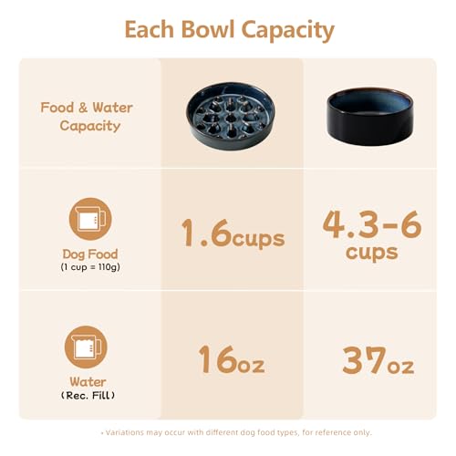 Raised Slow Feeder Dog Bowls (2 x Starry Sky + Stand - C / L- 8.2inch / 1.6 Cups)