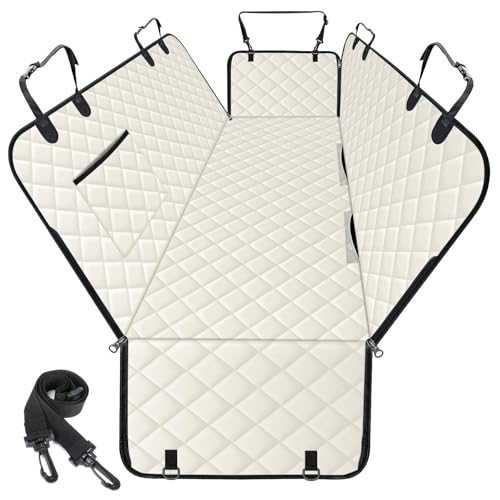 Waterproof Dog Car Seat Cover for Back Seat (Beige,Black / Large,Standard)