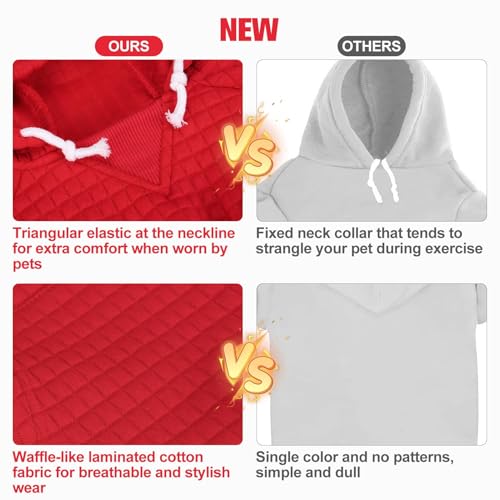 Dog Hoodies Sweater for Small Dogs (Red / S/M (Back: 14",Chest: 19", Neck: 12"))