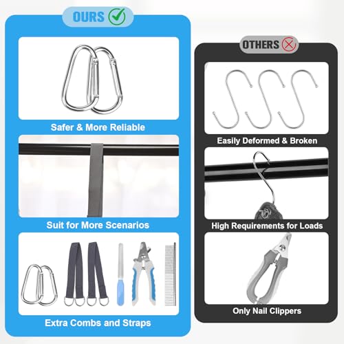 Dog Grooming Hammock Harness for Dogs & Cats with Pet Nail Clipper Trimmer (S / Blue)