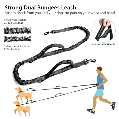 Hands Free Dog Running Leash with Zipper Pouch (Large)