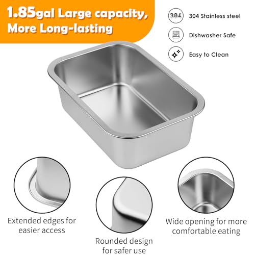 1.85 Gallon Elevated Large Dog Water Bowl with Mat (Grey-1.85 gal & mat / Height: 11.4-16.7")